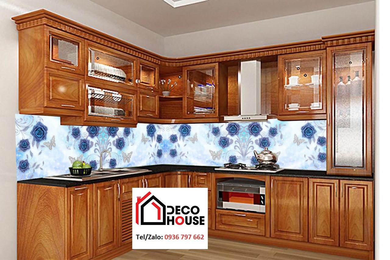 Mẫu kính bếp họa tiết độc đáo