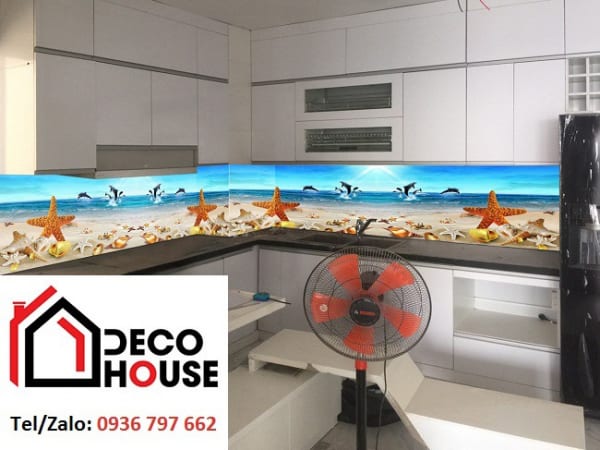 Kính ốp bếp 3D sao biển
