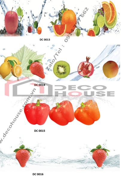 Kính ốp bếp in hình hoa quả
