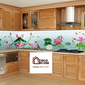Mẫu kính bếp hoa sen đẹp