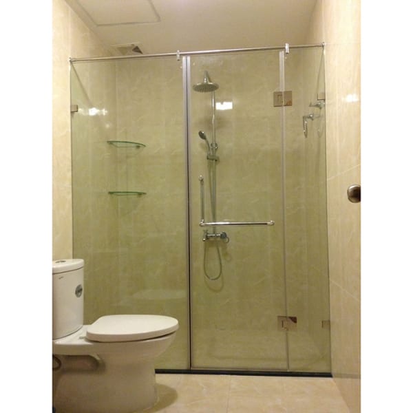Mẫu vách ngăn phòng tắm kính thẳng mở quay 3 tấm