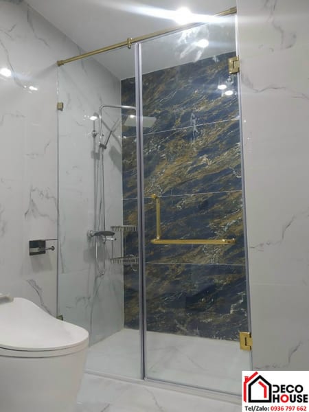 Phòng tắm kính phụ kiện màu vàng cao cấp