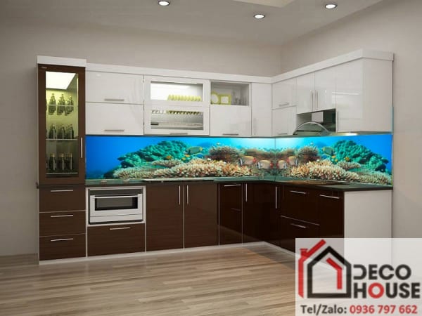 Kính bếp 3D đại dương đẹp