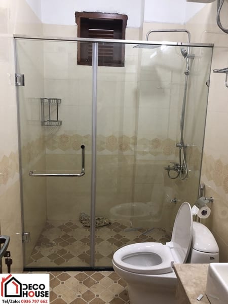 Vách kính nhà tắm 180 độ 2 tấm
