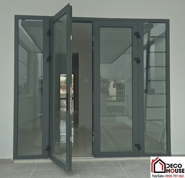 Cửa đi nhôm Xingfa 2 cánh màu ghi