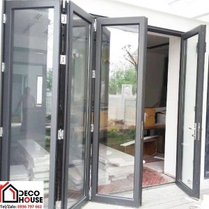 Cửa đi xếp trượt 4 cánh nhôm Xingfa