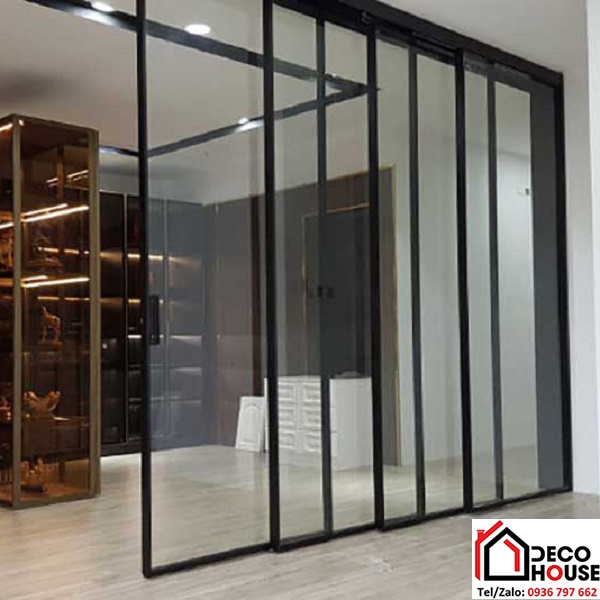 Cửa lùa nhôm hệ slim 4 cánh