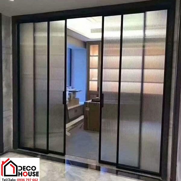 Cửa lùa slim 4 cánh kính sọc