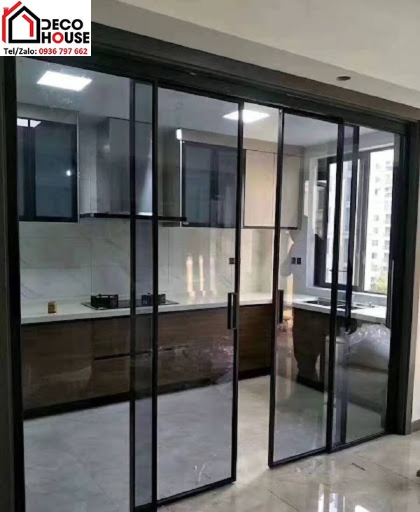 Cửa slim 4 cánh trượt lùa không ray dưới