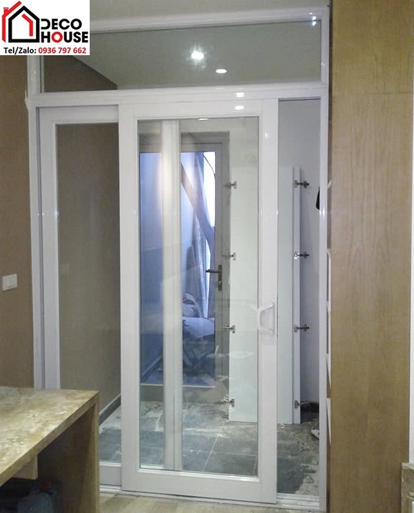 Cửa nhôm Việt Pháp mở trượt lùa trắng sứ