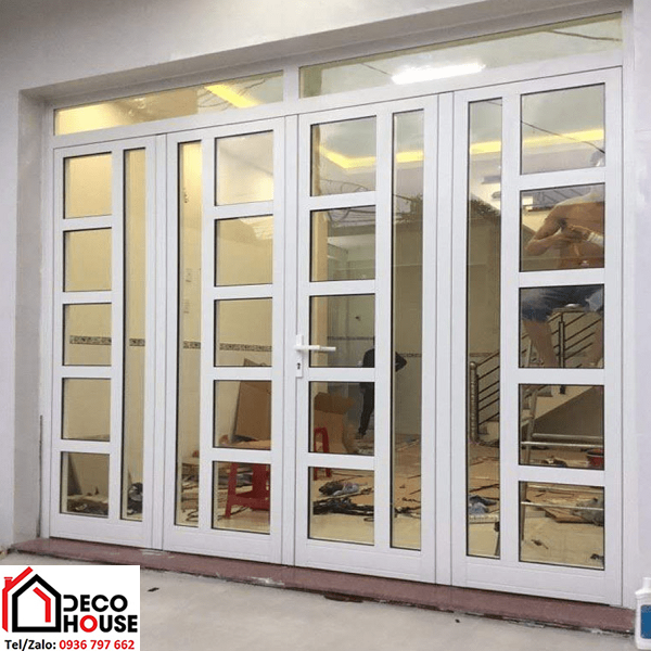 Cửa nhôm kính Việt Pháp màu trắng 4 cánh