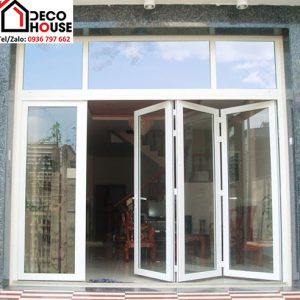 Cửa nhôm Việt Pháp xếp gấp màu trắng