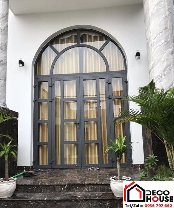 Cửa nhôm Xingfa 2 cánh khung vòm