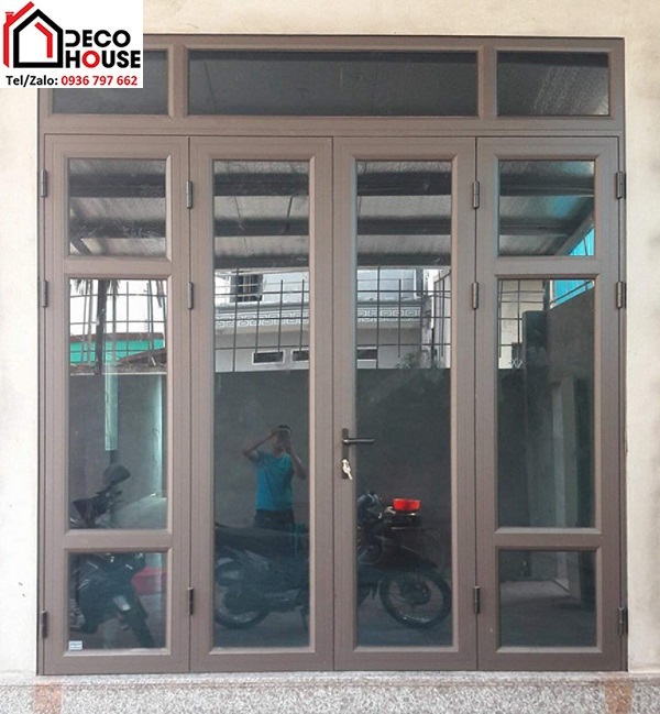 Làm cửa nhôm Việt Pháp màu cafe tại Hà Nội
