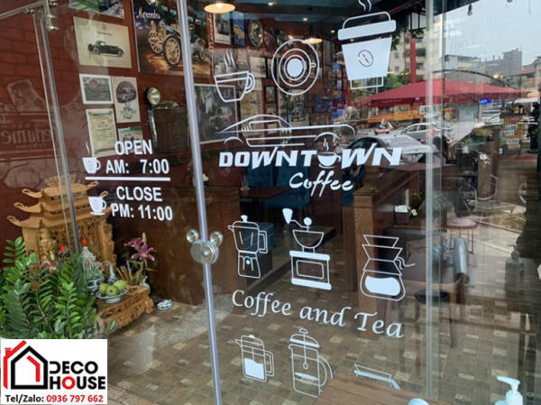 Cửa kính cường lực trượt tự động quán cafe