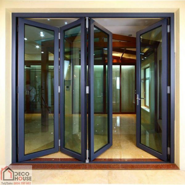 Thi công cửa đi xếp trượt nhôm Xingfa