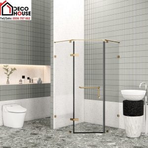 Vách kính tắm 135 độ Flight FLN-V3 màu vàng gold