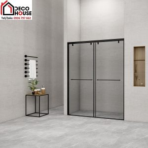 Vách kính nhà tắm cửa lùa Flight FLS-P22 màu đen