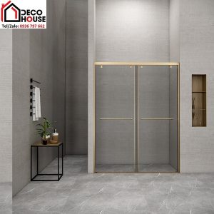 Vách kính nhà tắm cửa lùa Flight FLS-P22 màu vàng gold