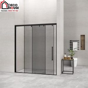 Vách kính nhà tắm cửa lùa Flight FLS-P3 màu đen