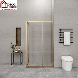 Vách kính phòng tắm đứng vuông góc Flight FLS-G3 màu vàng gold