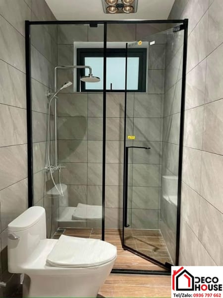 Vách kính phòng tắm phẳng 2 tấm màu đen Fendi FMP-2X2B