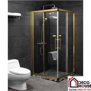 Phòng tắm kính cửa lùa màu vàng Fendi FKG-1X4 (900x900x1900 mm)